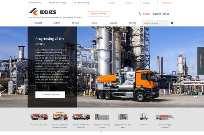 Homepage of the new KOKS website